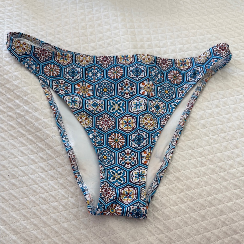 SOLID & STRIPED White and Multicolor Bikini Bottom